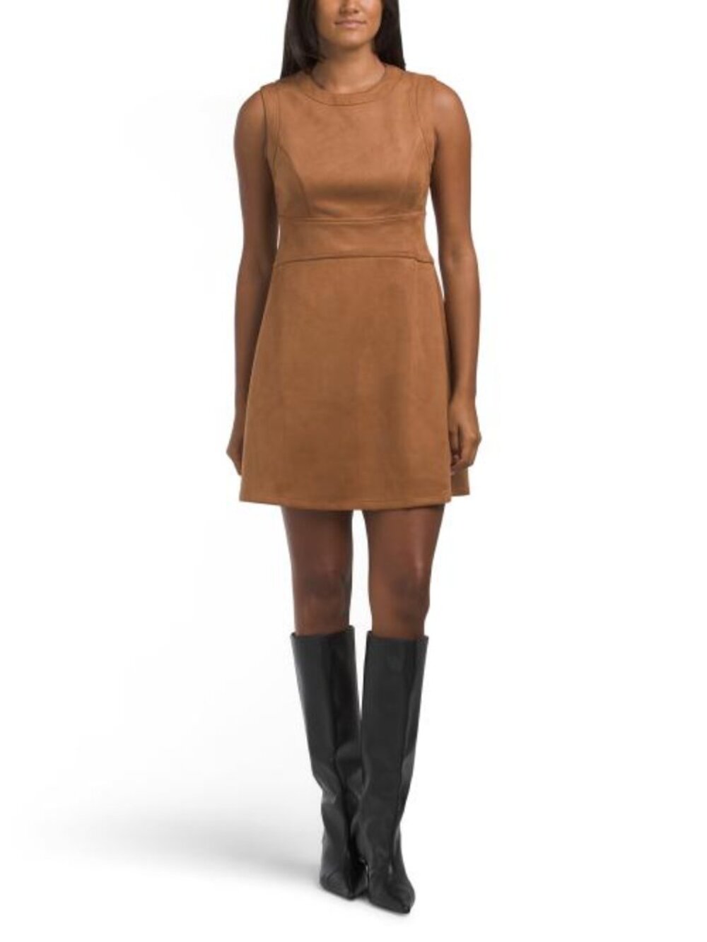 MAGGY LONDON Sleeveless Faux Suede Mini Dress